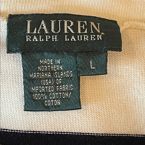 Lauren Ralph Lauren Vintage Striped Cotton Top Made in USA Size L - Picture 5 of 5